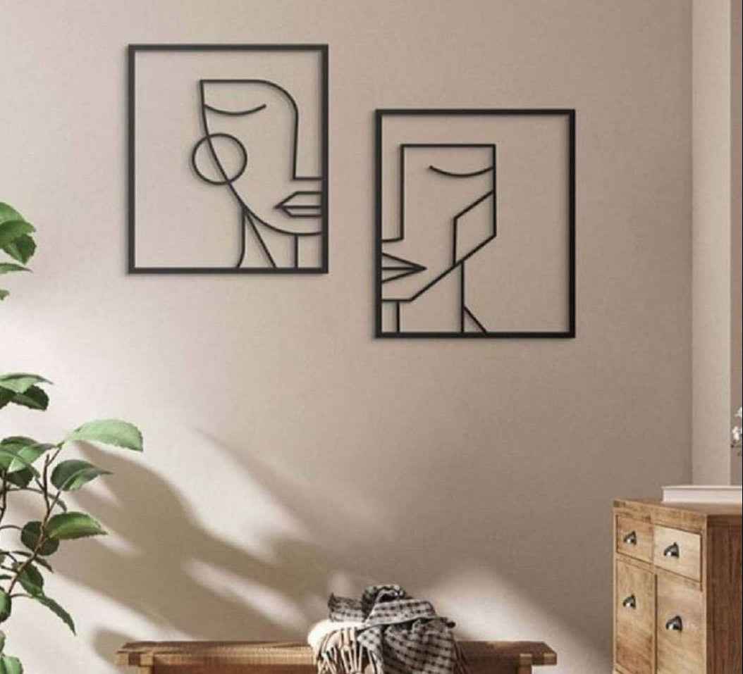 Abstract Face Line Art Metal Wall Art Set Modern Home Décor | Havenly Homes