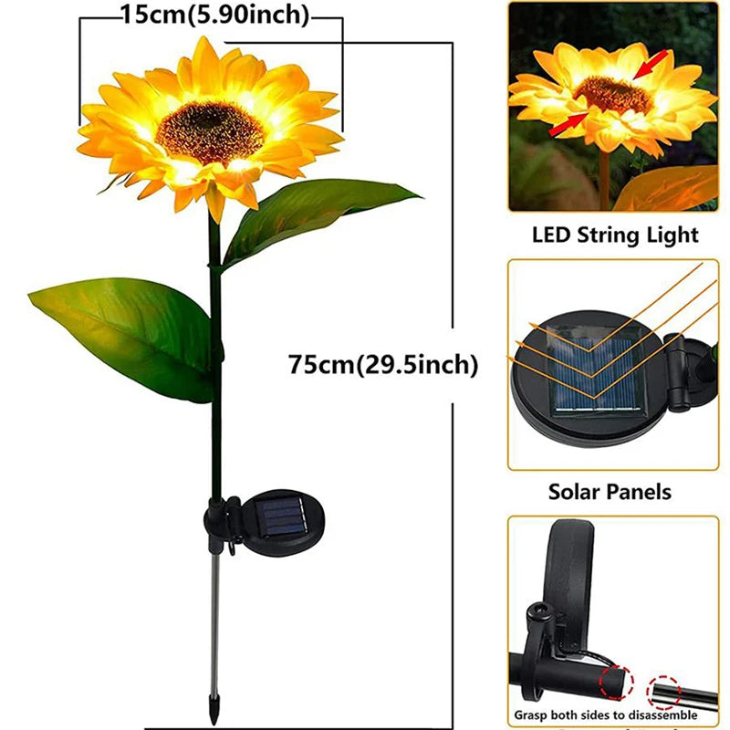 LED Solar Sunflower Flower Light | Havenly Homes