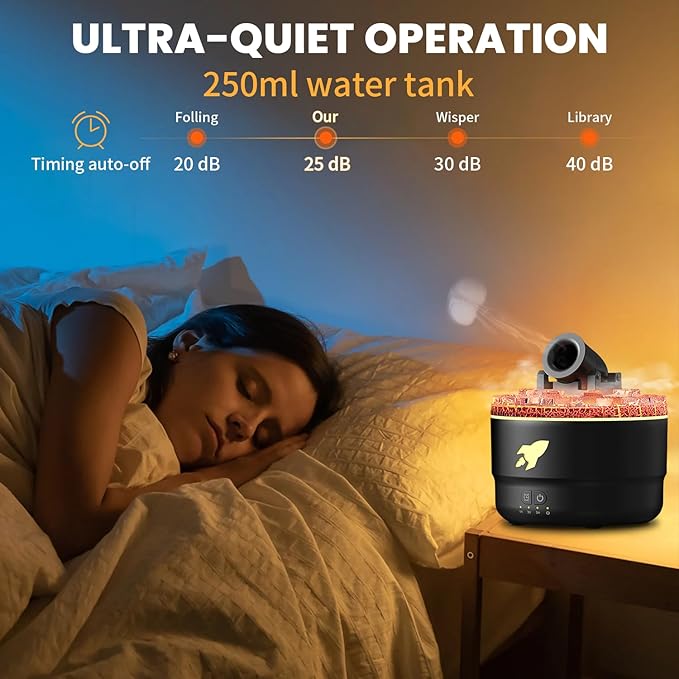 Volcano Lava Cannon Aroma Diffuser | 7-Color LED Night Light