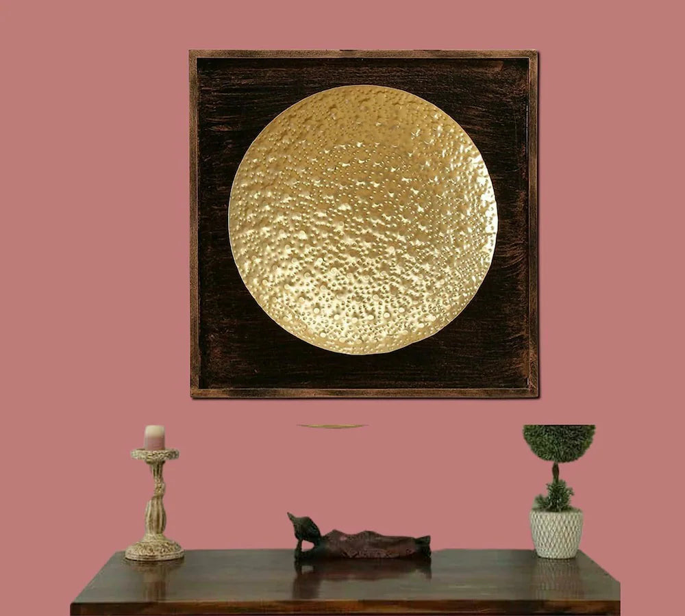 Hammered Round Wall Décor Iron & MDF Modern Wall Art for Home Decoration - Havenly Homes