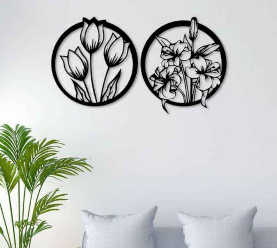 Floral Circle Metal Wall Art Set Premium Home Décor | Havenly Homes