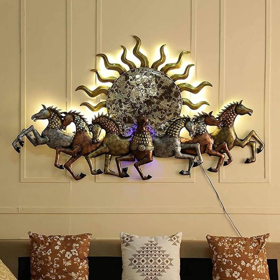 Sun Horses Wall Décor Premium Iron Horse Design Metal Wall Art - Havenly Homes