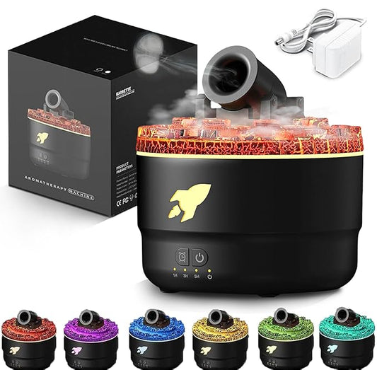 Volcano Lava Cannon Aroma Diffuser | 7-Color LED Night Light
