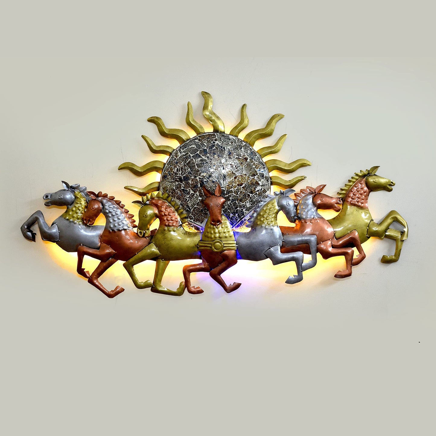 Sun Horses Wall Décor Premium Iron Horse Design Metal Wall Art - Havenly Homes