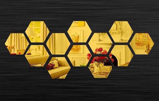 3D Gold Acrylic Hexagon Mirror Wall Stickers – Havenly Homes