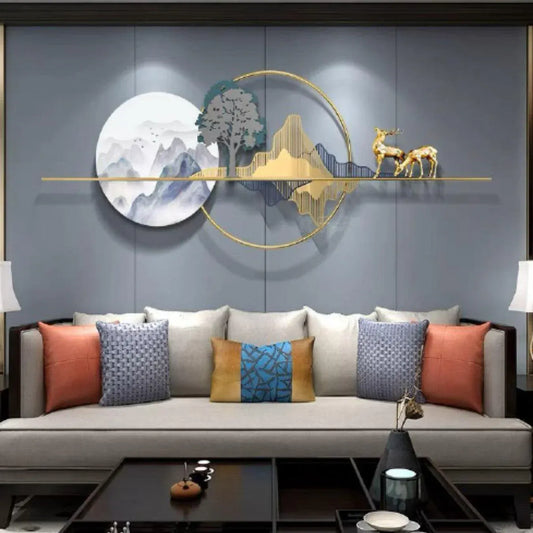 Blissful 2 Deer Decor Metal Wall Art | Iron & MDF Wall Décor for Living Room – Havenly Homes - Havenly Homes