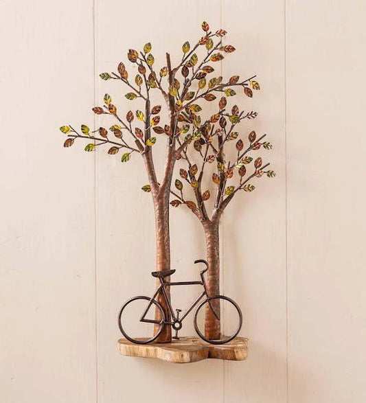 Cycle Under Tree Wall Décor Artistic Iron Metal Wall Art for Home Decoration - Havenly Homes