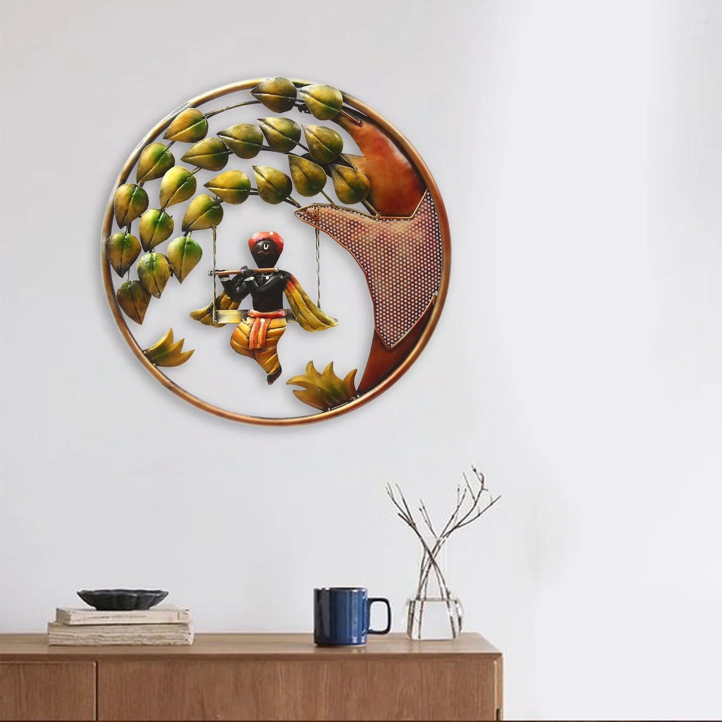Wall Décor Ring Krishna – Premium Metal Krishna Wall Art for Home Décor - Havenly Homes
