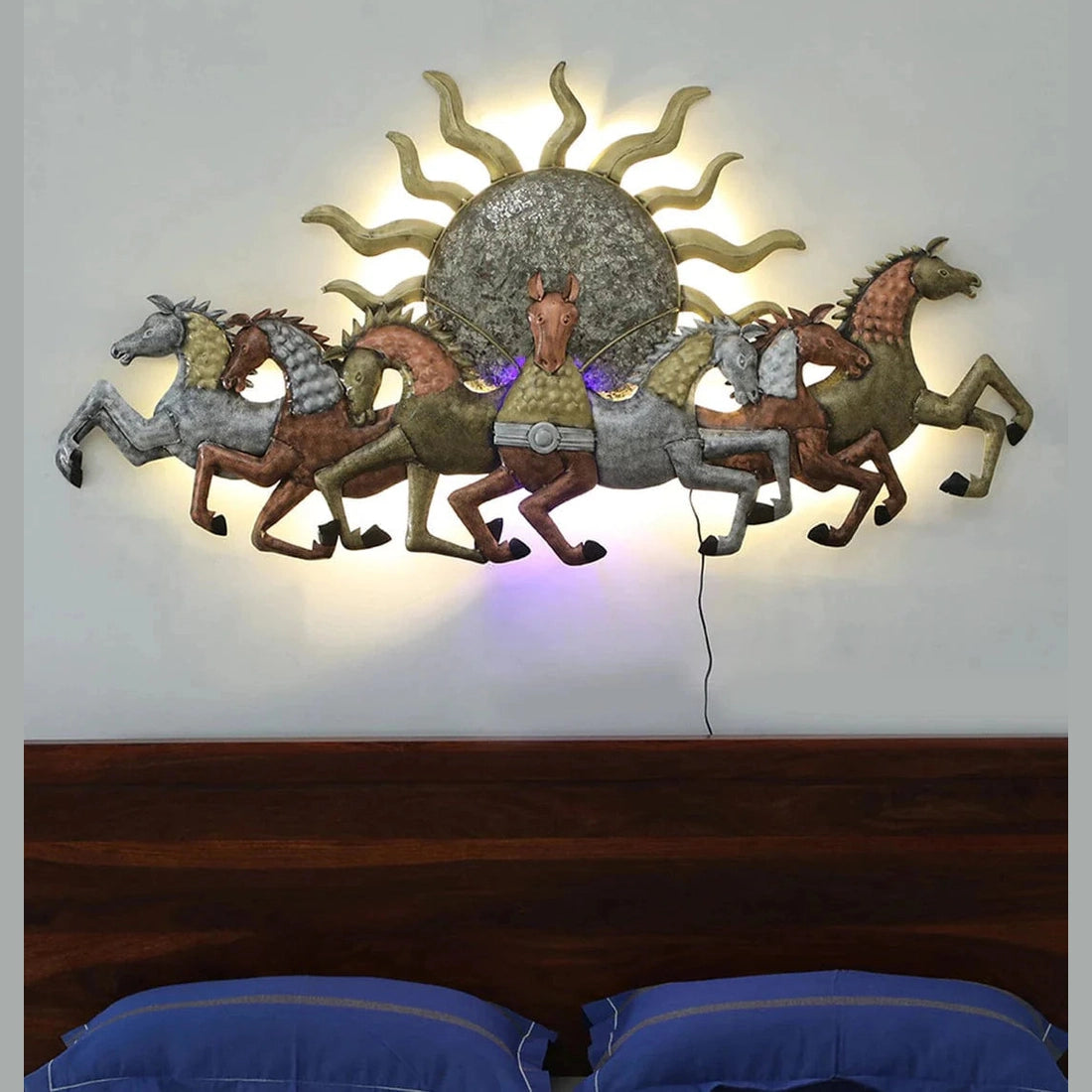 Sun Horses Wall Décor Premium Iron Horse Design Metal Wall Art - Havenly Homes